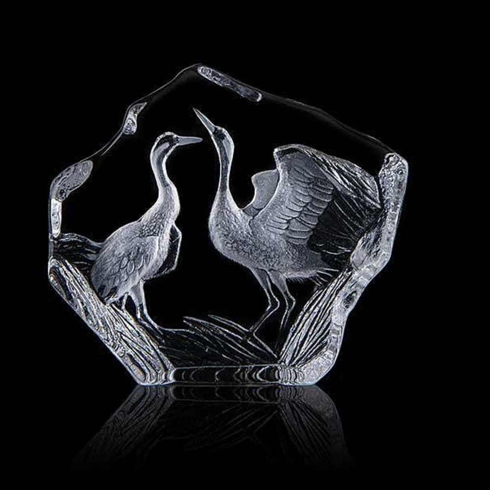Mats Jonasson Crystal Cranes Sculpture